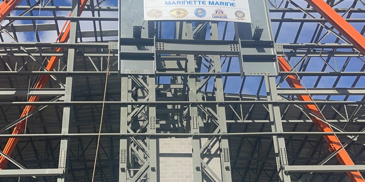 Finacantieri Marinette Marine holds their topping out ceremony for the tallest building in Marinette