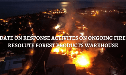 Update on Response Activities on ongoing Fire at Resolute Forest Products Warehouse