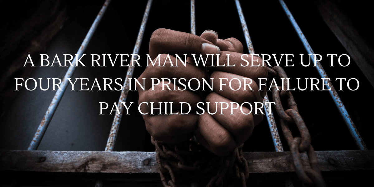 A Bark River Man will serve up to Four Years in Prison for Failure to Pay Support Child